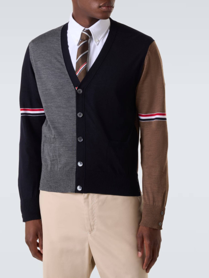 THOM BROWNE ÁO LEN CARDIGAN